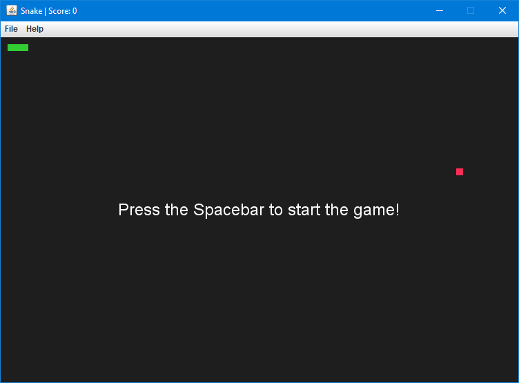 Java Snake game running in Windows 10